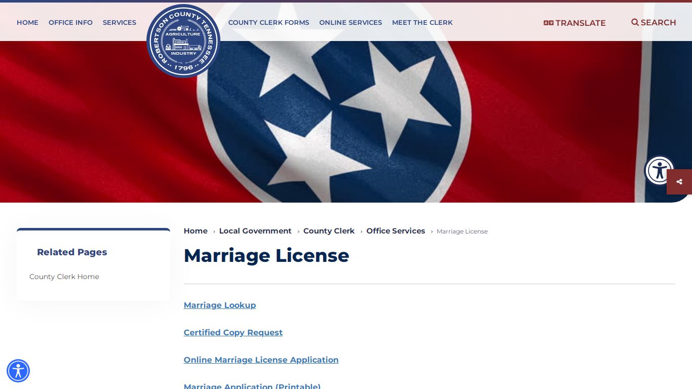 Marriage License - Robertson County, TN
